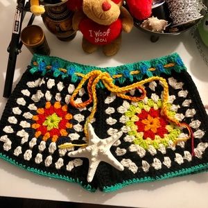 Crochet boho festival shorts